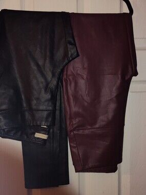 Faux Leather Leggings Burgundy